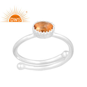 แหวนพลอยซิทรีนธรรมชาติทำจากเงินสเตอริง925ขายดีเครื่องประดับออกแบบได้เองของขวัญสำหรับผู้หญิงสำหรับเธอ - Product Image 1