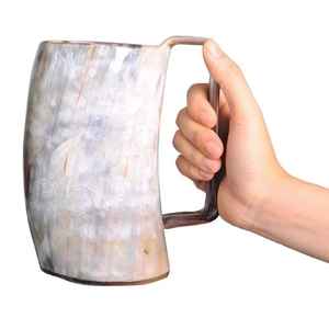 Vente en gros de chope à bière en corne de buffle taille personnalisée exquise fabriquée à la main Viking verre poli/plastique inspiré des animaux directement de l'Inde - Product Image 3
