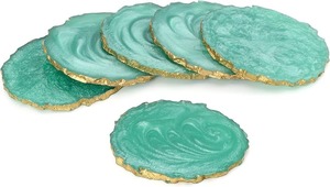 Sous-verre rond personnalisé en résine et bois fait main, modèle à motifs, art et objet de collection FAIZA CRAFT FC-732 - Product Image 5