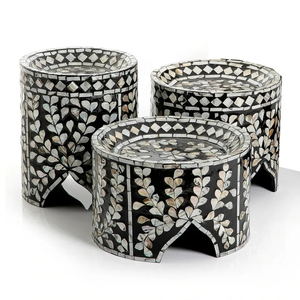 Plateau de serveur de chocolat fait à la main MOP Work Lot de 3 incrustations bleues idéales pour les supports de gâteaux de mariage de la plus haute qualité d'Inde - Product Image 4