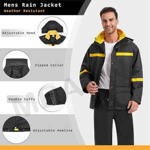 Combinaisons de pluie pour hommes, veste et pantalon imperméables à capuche, imperméables respirants, équipement de pluie pour les activités de plein air et le travail - Product Image 2