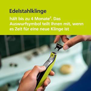 Afeitadora eléctrica Philips OneBlade Authentic para rostro y cuerpo, 3 x 360 cuchillas, 4 x peines para barba (1, 2, 3, 5 mm), 1 x juego de accesorios para el cuerpo, QP2834/31 - Product Image 3