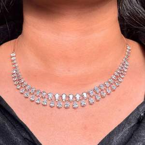 Ensemble de collier de tennis en forme de poire de laboratoire exclusif de 22.16 carats en or 14 carats certifié IGI à la mode cadeau de demoiselle d'honneur de mariage de luxe - Product Image 5