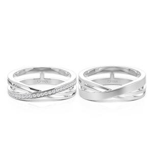Ensemble de bagues torsadées croisées en argent sterling Jeulia pour couple, pour anniversaire - Product Image 2