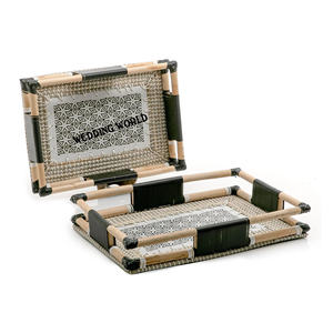 ถาดหวายทรงสี่เหลี่ยมผืนผ้าถาดเสิร์ฟแบบทำมือถาดหวายทรงสี่เหลี่ยมผืนผ้าสำหรับนักออกแบบงานทำมือ - Product Image 4