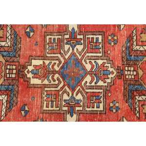 พรมตุรกีขนาดเล็ก 3x5 ฟุต (90x153 ซม.) พรมขนสัตว์ลายตารางสีแดงวินเทจ - Product Image 5