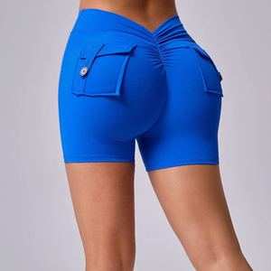 Pantalones cortos de entrenamiento Scrunch con bolsillos Gym Biker Shorts para mujeres Pantalones cortos de Yoga de cintura alta - Product Image 1