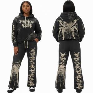 Fabricante Profesional con MOQ Bajo, Chándal Casual de Dos Piezas Estampado para Hombre de Invierno, de Alta Calidad, con Logotipo Personalizado, en Tela de Algodón y Felpa - Product Image 3