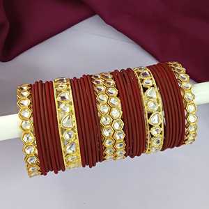 Brazaletes indios de alta calidad para mujer, brazaletes de Metal mate Kundan, pulsera, joyería de moda antigua de Bollywood indio para mujer - Product Image 2