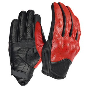 ถุงมือหนังแท้สำหรับขี่มอเตอร์ไซค์ฤดูร้อน แบบมีรูระบายอากาศ สีแดงและดำ ทนต่อการเสียดสี เหมาะสำหรับการแข่งรถ กิจกรรมกลางแจ้ง และกีฬา - Product Image 6