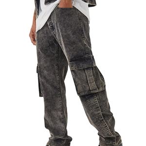 กางเกงคาร์โก้ผู้ชายทรงหลวมหลายกระเป๋า ดีไซน์ทันสมัย สวมใส่สบาย คุณภาพสูง แบบย้อมสีเอซิดวอช ไซส์พลัส - Product Image 2