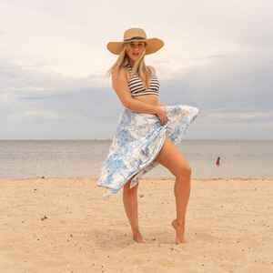 Pareo de Algodón con Estampado a Mano, Diseño Paradise Blues, Ligero, Pañuelo para la Cabeza de Verano, Envoltura de Playa, Regalo para Mujeres y Hombres - Product Image 3