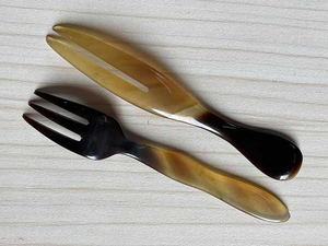 Ensemble de couverts en corne indienne, poli, corne naturelle, ustensiles de table, cuillères de service, écologiques, design personnalisé, haute qualité - Product Image 5