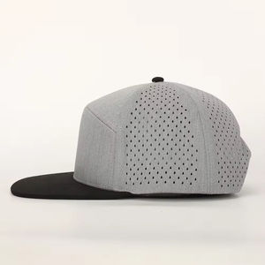 6 Panel Unisex Baseball Hat <b>Black</b> Waterproof Snapback Custom Logo Common 100% Cotton Four Seasons for Sports Outdoor Perforated - Product Image 3