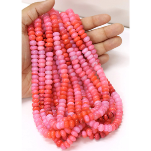 Amazing Rose <b>Red</b> shaded opal smooth rondelle shape <b>beads</b>, 16" 7-10mm Rose <b>red</b> Opal smooth gemstone <b>beads</b>, AAA quality <b>bead</b>, - Product Image 1