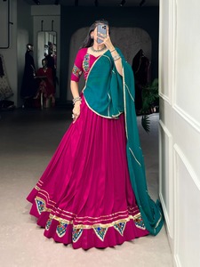 Heavy Pink Velvet <b>Chaniya</b> Lehenga <b>Choli</b> with Gamthi Work & Embossed Design Formal Wedding Wear - Product Image 6