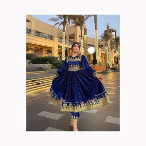 Multi couleurs belle robe traditionnelle afghane charma dessins brillants, il est fait avec le meilleur tissu crêpe selon la commande - Product Image 3