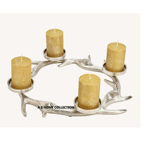 Bougeoir en métal aluminium argenté brillant Antler Design Style unique pour la célébration traditionnelle arabe et du Ramadan - Product Image 1