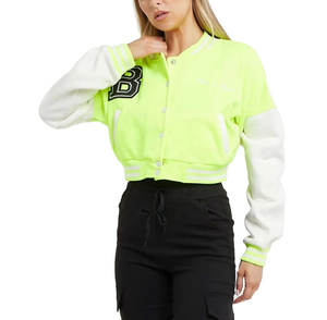 High Quality Custom Cropped Varsity <b>Jacket</b> Letterman <b>Jackets</b> <b>Leather</b> Sleeves Lining Coats <b>Bomber</b> Baseball <b>Jackets</b> <b>for</b> <b>Women</b> - Product Image 2