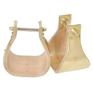 ไม้โกลนแข่งม้าทำจากไม้แบบตะวันตกอุปกรณ์ขี่ม้าตัวแรกเพื่อความปลอดภัยสีทำจากหนัง - Product Image 2