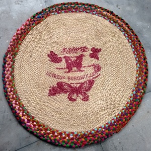 Tapis rond en jute tressé avec imprimé animal, style bohème, fait main pour le salon, décoration de la maison - Product Image 2