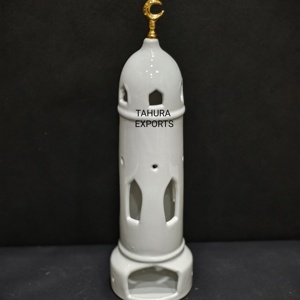 Luminous Gracefully Curved Handmade Ceramic Ramadan <b>Lantern</b> <b>Tealight</b> Holder Decorative Festive Home Decor Charm With Crescent - Product Image 6