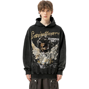 High Street Unisex Angel Graphic Printing 3D Cotton Hoodie Pullover Hoodie Vintage Heavyweight trendy Hip Hop Hoodies Unisex - Product Image 3