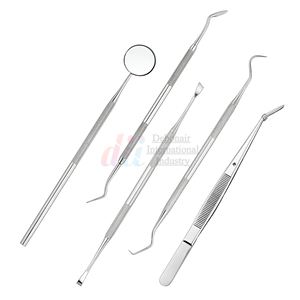 Kit d'outils dentaires 5 pièces-Kit d'hygiène dentaire en acier inoxydable avec grattoir à dents, sonde et pince à épiler | Ensemble de soins bucco-dentaires professionnels - Product Image 1