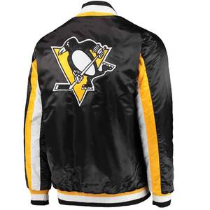 Veste bomber universitaire en satin enduit personnalisée de haute qualité, unisexe, hiver, broderie, hockey sur glace, devant, streetwear, respirante - Product Image 6