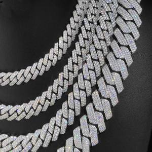 Colliers cubains en argent sterling personnalisables en or blanc certifié 1k, chaînes glacées en zircon de haute qualité, chaînes fines tendance - Product Image 2