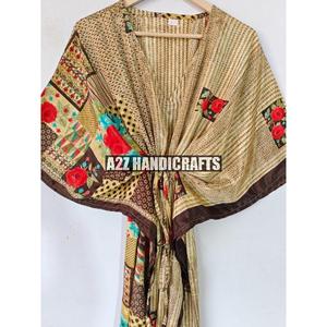 Caftán de seda para mujer, superventas, elegante, informal, a la moda, hasta la rodilla, ajuste Regular, cuello en V, tamaño libre, tejido, verano, Primavera, Abaya - Product Image 5