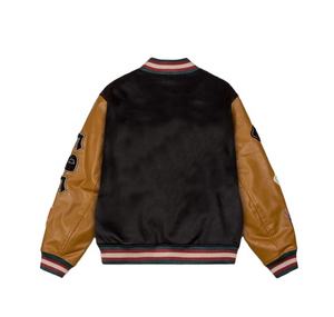 Veste universitaire en laine respirante avec logo personnalisé, manches en cuir, broderie en chenille, lettres pour hommes - Product Image 3