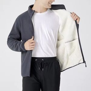 Chaqueta de lana polar con cremallera completa de manga larga para hombre de diseño único, ropa de abrigo informal cálida de invierno - Product Image 2
