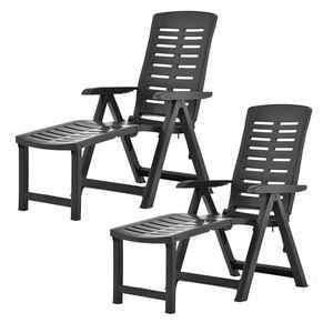 Multi-posizione relax 60x108x109cm da giardino pieghevole esterno poltrone con poggiapiedi 2 sedie bianche - Product Image 1