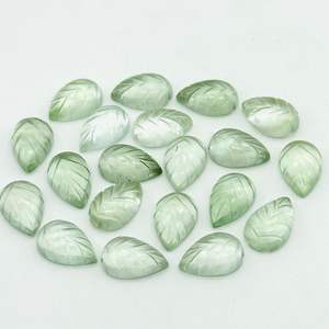 Cuentas de Piedras Preciosas de Amatista Verde en Forma de Hoja Talladas a Mano, Dijes de Joyería de 14 mm - Product Image 4