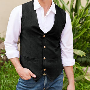 Chaleco de Cuero para Hombre, Estilo Vaquero Occidental, Ajustado, Informal, de Alta Calidad, para Invierno - Product Image 2