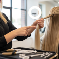 Pince à extensions capillaires professionnelle à usage commercial, en acier inoxydable de qualité chirurgicale, ciseaux à micro-perles, peigne et kit de pinces à cheveux – Meilleure vente