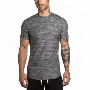 OEM Vente en gros 95% coton 5% élasthanne Hommes Slim Fit Tee Shirt Long Drop ourlet incurvé Col rond Muscle Fitness Hommes Gym T-Shirts - Product Image 1