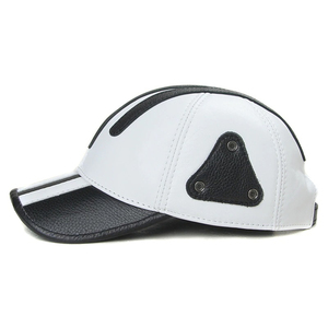 Casquette de baseball décontractée à panneaux, réglable, en cuir, style camionneur, 6 panneaux, avec sangle, imperméable, broderie 3D, unisexe, unie - Product Image 3