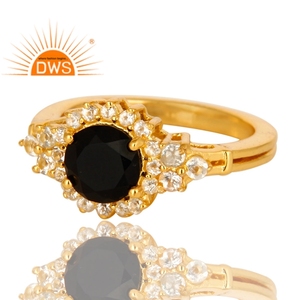 แหวนเงินแท้สีขาวธรรมชาติสีโทแพซ925และพลอยสีดำพลอยนิลแหวนวางซ้อนกันได้ - Product Image 2