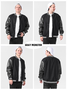 Men's <b>Retro</b> College Style All-Season Varsity <b>Jacket</b> PU <b>Leather</b> Embroidered Stitching CollegeBaseballjacket for men DDP Shipping - Product Image 4