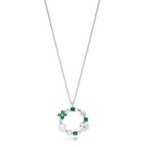 Collier Pendentif Rond Creux Fleur Perle Collection Été Bijoux Artisanaux Turcs en Argent Sterling 925 Vente en Gros - Product Image 5