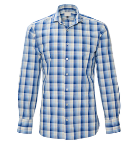 New Deal Chemise décontractée formelle à manches longues et au design mince et élégant pour hommes Chemise en fibre de coton teinte unie et respirante à carreaux - Product Image 3