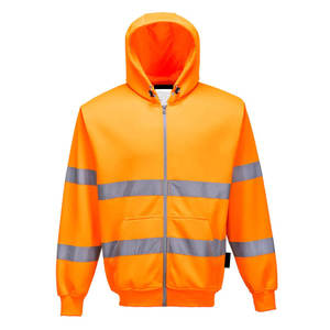 Custom Logo Construction Safety Winter <b>Hi</b> <b>Vis</b> Long Sleeve Reflective Fluorescent Zipper Jacket <b>Hoodie</b> - Product Image 6