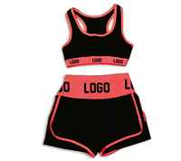 Conjunto de Sujetador y Pantalones Cortos para Mujer, Transpirable, con Logotipo Frontal, Soporte Medio, para Yoga, Nueva Colección, Precio Bajo, Gran Cantidad, Tendencia Actual
