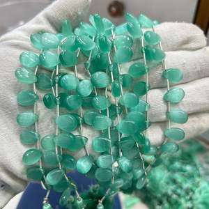 ลูกปัดแก้วควอตซ์สีเขียวโมโนลิสาพร้อมอัลมอนด์แบบหลวมสำหรับทำเครื่องประดับ - Product Image 3