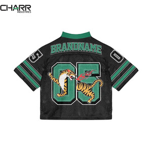 Mode Football recadrée maillot manches rayé sport maille maillot haut court maille Football maillot haut court manches courtes maille - Product Image 2