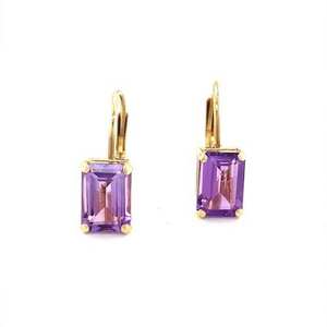 Wholesale 925 Sterling Silver <b>Dangle</b> <b>Earrings</b> Natural Amethyst Stone Vintage Gold Plating 10To14mm IGI Certified Fashionable - Product Image 5
