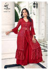 Dernier Designer Pure Georgette Broderie Travail Blouse Sharara Suit High Heavy Party Special Sari Lehenga Choli de Fab Zone - Product Image 2