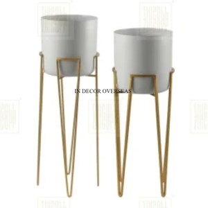 Nouvellement modèle arrivée élégant Look Designer or et noir couleur métal Pots et jardinières accessoires de jardin fournitures de l'inde - Product Image 6